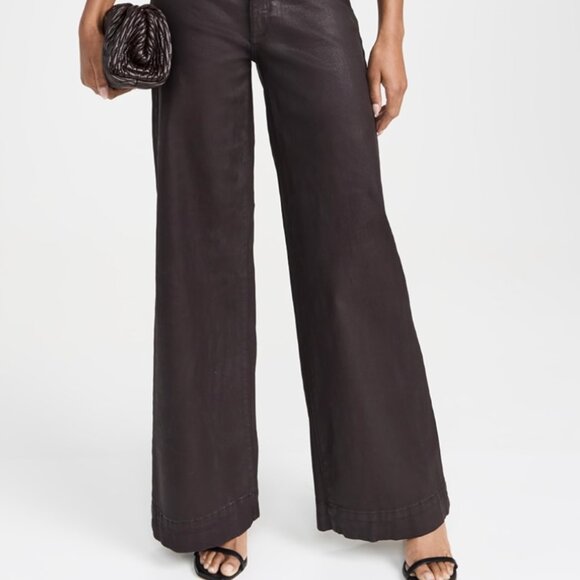 DL1961 Hepburn Wide Leg High Rise Coated Jeans Size 25, Color Mulberry, NWT - Picture 1 of 5
